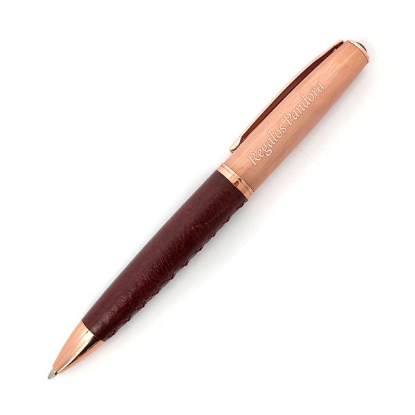 Lápiz Bolígrafo Cobrizado con Grip de Cuero [Regalo Personalizado]