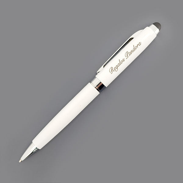 Lápiz Bolígrafo Blanco con Touch [Regalo Personalizado]
