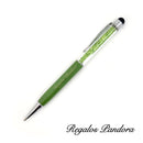 Lápiz Bolígrafo Stylus con Cristales verdes [Regalo Personalizado]