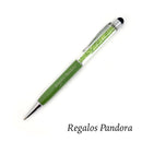 Lápiz Bolígrafo Stylus con Cristales verdes [Regalo Personalizado]