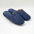 Pantuflas de Cuero Gamuza Azul