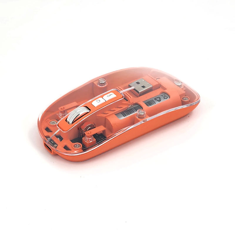 Mouse Mouse Inalámbrico transparente Crystal Orange