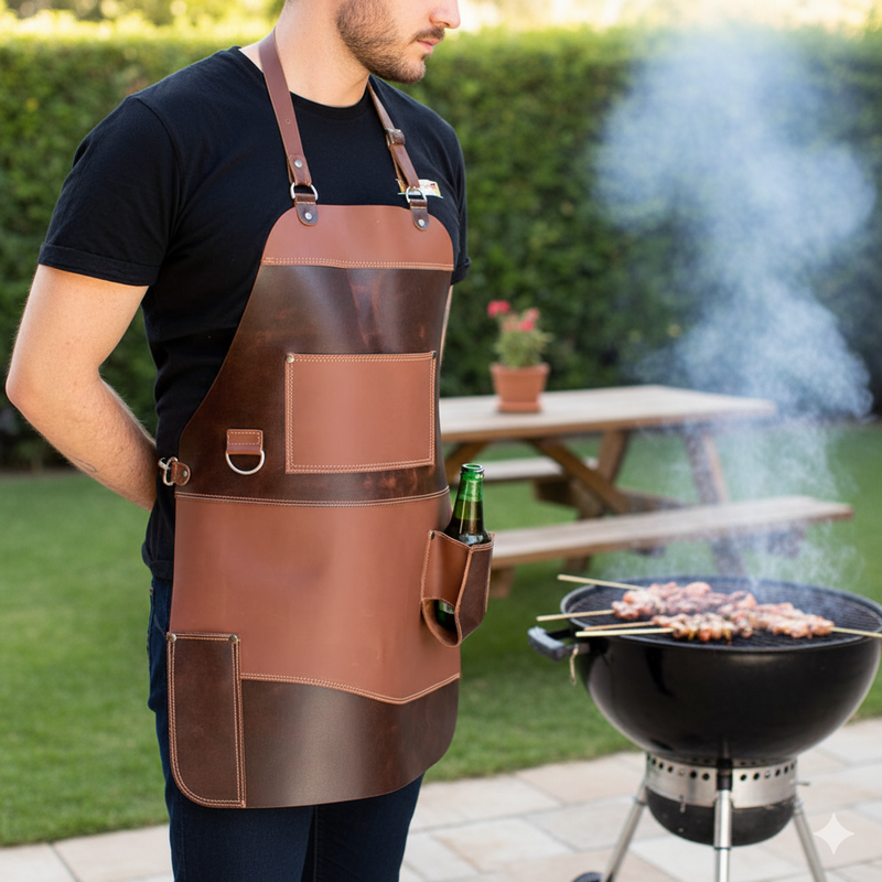 Pechera Parrillera Cuero Premium Dúo [Regalo Personalizado]
