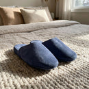 Pantuflas de Cuero Gamuza Azul