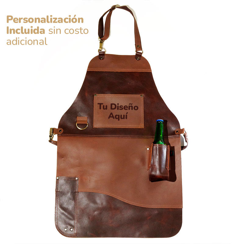 Pechera Parrillera Cuero Premium Dúo [Regalo Personalizado]