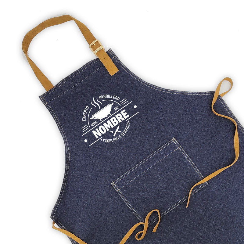 Pechera Mezclilla "Experto parrillero" [Regalo Personalizado]