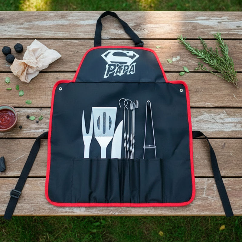 Pechera Roll Súper Papá + Accesorios para asado