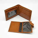 Billetera de cuero con porta documentos extraíble curry