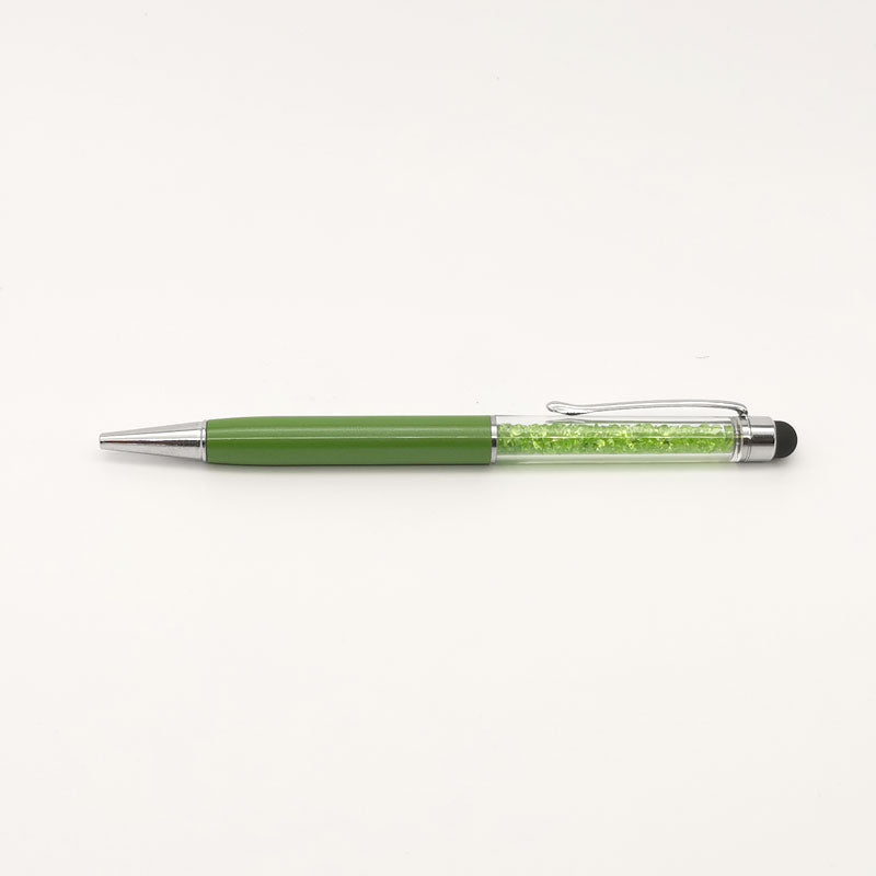 Lápiz Bolígrafo Stylus con Cristales verdes [ Personalizable ]