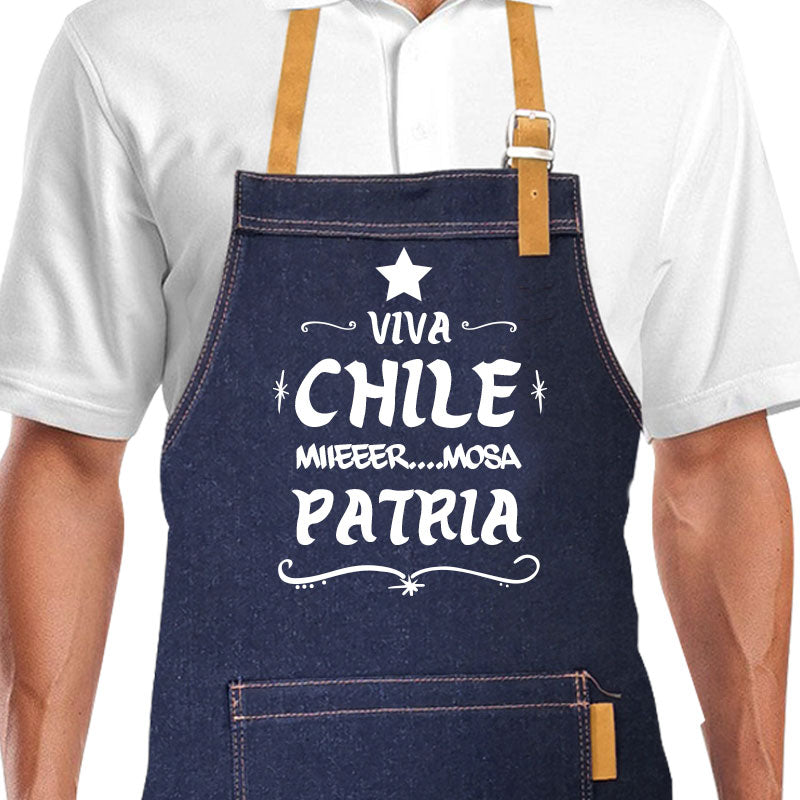 Pechera Mezclilla "Viva Chile Mieeer...Mosa Patria"