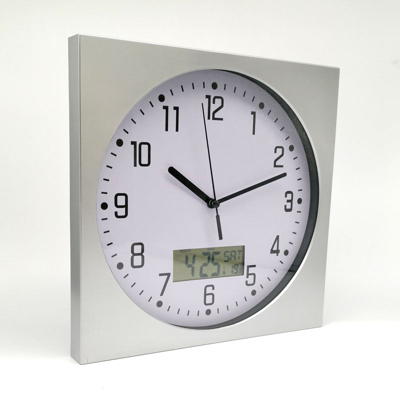 Reloj Mural con Visor Digital Calendario y Temperatura