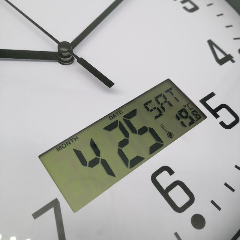 Reloj Mural con Visor Digital Calendario y Temperatura