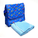 Bolso mudador números + toalla bebé celeste